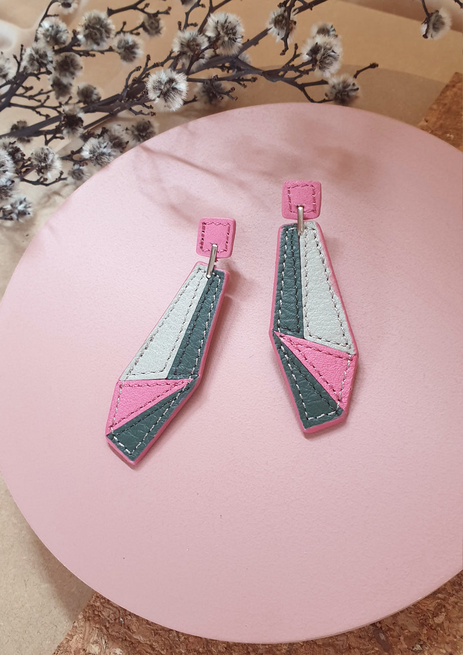 Green hot sale leather earrings